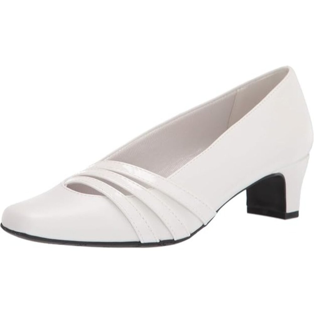 Easy Street Size 8WW Dress Heels Comfort White Padded Insole Square Toe Slip-on
